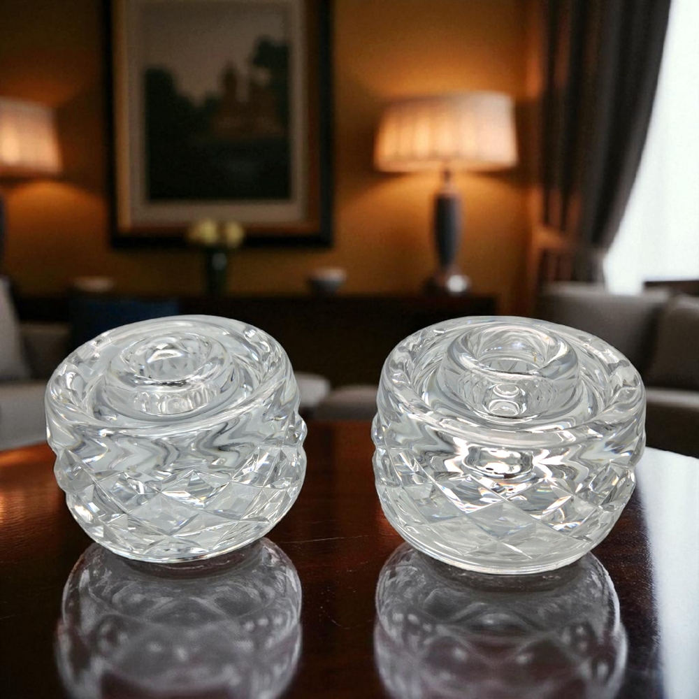 VTG Waterford Lead Crystal Reversible Pillar -Tea Light & Taper Candle Holder
